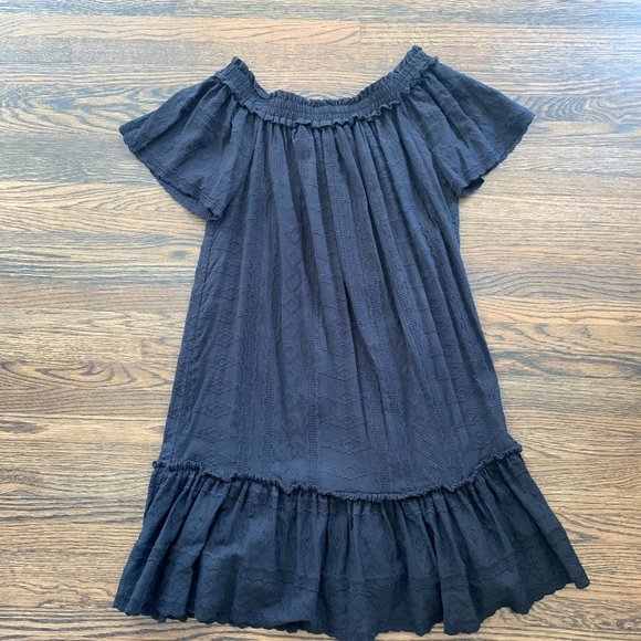 Rebecca Taylor Cotton Embroidered Off Shoulder Shift Dress Size 2 - Picture 2 of 4